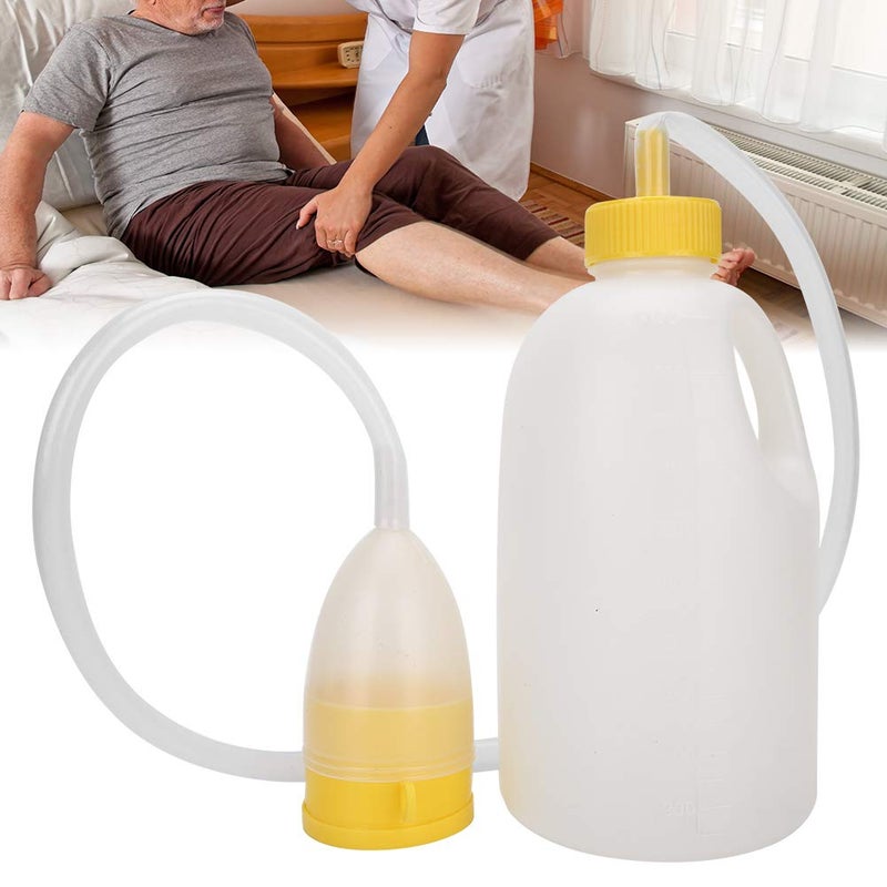 woobles Men Male Urinal Pee Bottle with Lid Spill Proof Reusable, Portable Urine Bottle Pee Container Cup Elderly Bedridden Patients Potty with Pipe for Men Incontinence Elderly or Camping Car Traveling - Image 2